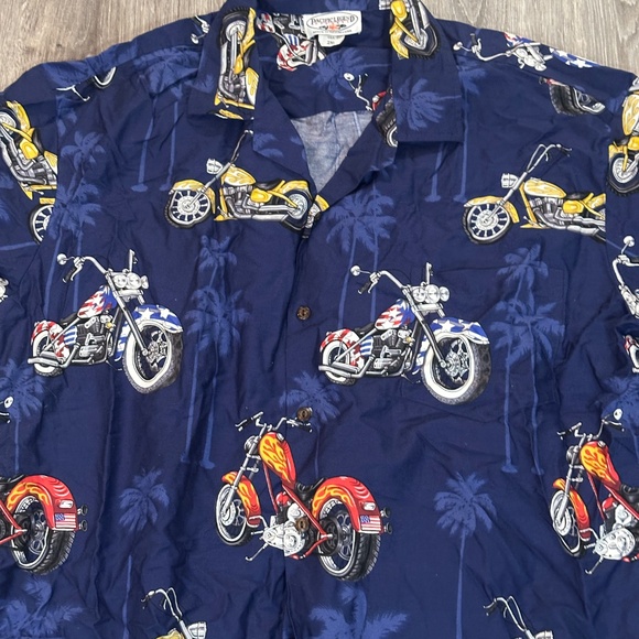 Pacific Legend Mens Size XXL (2XL) Hawaiian Chopper Motorcycle Shirt Dark Blue - Picture 2 of 6